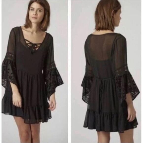 Band of Gypsies Chiffon Overlay Boho Dress Size M - Picture 1 of 10